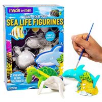 Made By Me Sea Life Figurines 2 Resin Paintables by Horizon Group USA, Shark & Turtle, Acrylic Paints & Brush Included