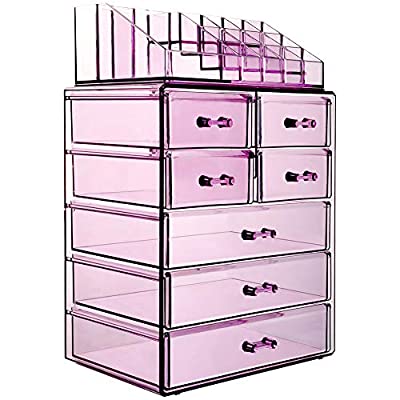 Expired: InnSweet Acrylic Makeup Organizer Cosmetic Storage 7 Drawers Purple