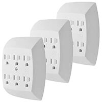 GE 6-Outlet Adapter, 3 Pack, 3-Prong, Grounded, Wall Charging Station