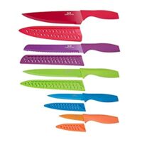 Expired: Knife Set, G.a HOMEFAVOR 5-piece Colored Knife Set Nonstick Coated with 5 Knife Sheath Covers