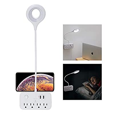 Expired: LED Desk Lamp with usb charging port Outlet Extender, 2 USB & 4 AC Power Multi Plug Socket, Touch Control