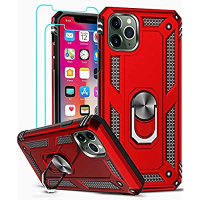 Expired: LeYi Compatible for iPhone 11 Pro Max Case with Tempered Glass Screen Protector [2 Pack], for Apple iPhone 11 Pro Max 6.5 inch, Red