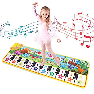 50% off - Expired: Music Piano Mat 19 Keys Touch Play Mat with 10 Demos/ 8 Dinosaur Sounds/ Adjustable Volume/ Record/ Playback