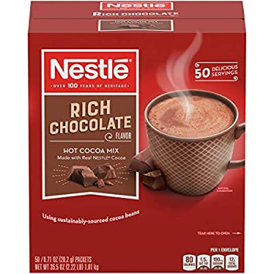 50 count Nestle Hot Chocolate Packets, Hot Cocoa Mix, Rich Chocolate Flavor, Made with Real Cocoa, 0.71 oz - $5.92 ($12.17)
