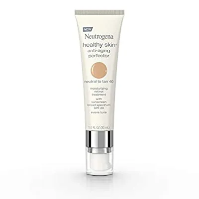 Neutrogena Healthy Skin Anti-Aging Perfector Tinted Facial Moisturizer and Retinol Treatment with Broad Spectrum SPF 20 Sunscreen with Titanium Dioxide, 40 Neutral to Tan, 1 fl. oz