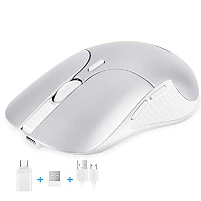 50% off - Expired: OMOTON 2.4G Rechargeable Wireless Mouse, with USB Receiver, Type C Adapter, 6 Buttons, and 3 Adjustable DPI