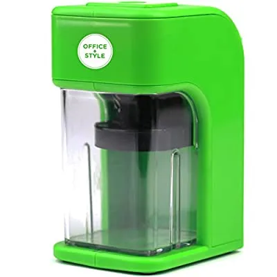 Office Style Electronic Pencil Sharpener with Auto Stop Safety Feature & Pencil Holder