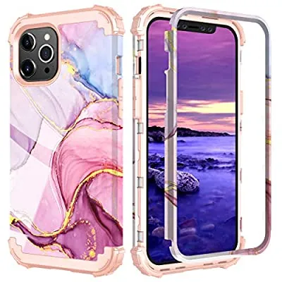 Expired:&nbsp;PIXIU Compatible with iPhone 12 pro max case Cover,Heavy Duty 3 Layer Full-Body Shockproof (Marble)