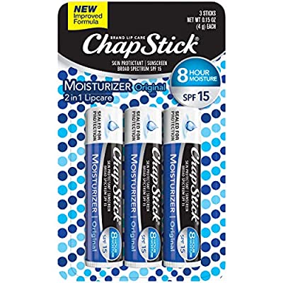 ChapStick Lip Moisturizer and Skin Protectant (Original Flavor, 1 Blister 3 Count)