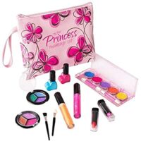 My First Princess Washable Make Up Set – 12 Pc Kids Makeup Set  Comes with Designer Floral Cosmetic Bag