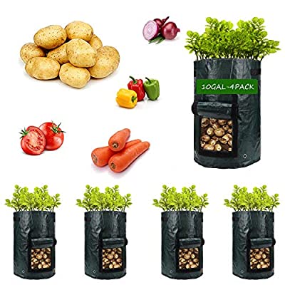 Expired: Potato-Grow-Bags,4 Pack 10 Gallon Garden Vegetable Planter with Handles&Access Flap