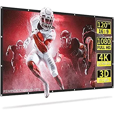 48% off - Expired: Projector Screen 120 inch, Wrinkle-Free 16:9 4K HD Foldable Projection Movies Screen Portable with Storage Bag