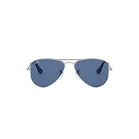 Ray-Ban Junior Kids’ Metal Aviator Sunglasses, Silver/Dark Blue, 50 mm