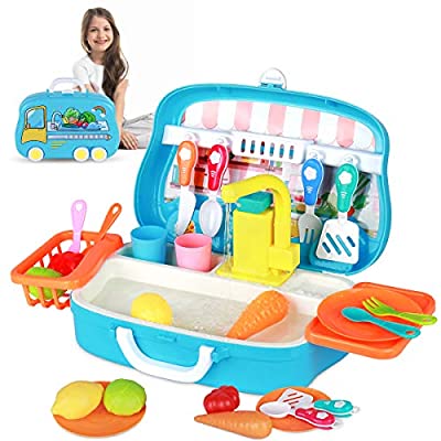 Expired: RegeMoudal Kitchen Sink Toys Children Play Dishwasher Kitchen Toys Set with Running Water Pretend Play Toys for Kids