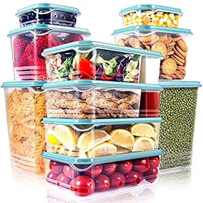 Expired:&nbsp;SHOMOTE 10 Pack Food Storage Containers with Lids Airtight, Stackable, BPA Free, Microwave & Dishwasher Safe