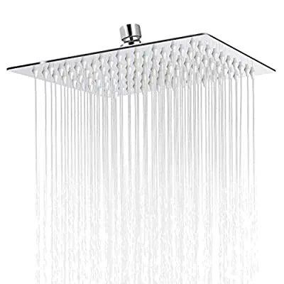 Expired:&nbsp;Sooreally Rain Shower Head High Pressure, 8 Inch Stainless Steel Square Rainfall Showerhead