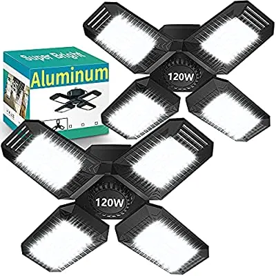Expired:&nbsp;Super Bright Garage Light, Aluminum Garage Led Lights 120W 12000LM 6500K 4 Adjustable Panels Light (2Pack)
