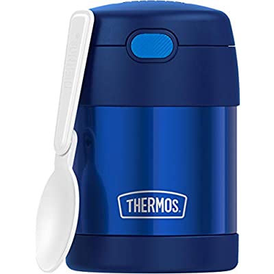 THERMOS FUNTAINER 10 Ounce Stainless Steel Vacuum Insulated Kids Food Jar with Folding Spoon, Navy - $9.59 ($17.99)