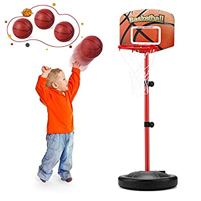 Expired: Toddler Basketball Hoop with 3 Balls – Adjustable Height 2.5 ft -5.1 ft, Stand