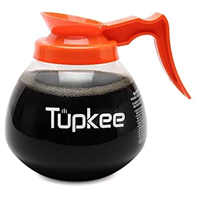 Expired:&nbsp;Tupkee Commercial Coffee Pot Replacement – Restaurant Glass Coffee Pots 12 Cup Decanter Carafe – 64 oz. 12-Cup, Orange Handle / Decaf