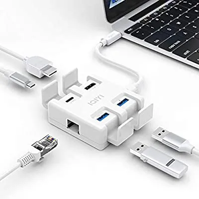 75% off - Expired: USB C Hub, Dust Proof Multi Port 5-in-1 Type C Adapter with 4K USB C to HDMI, RJ-45 Ethernet, PD Charging Port,2 USB 3.0 Ports