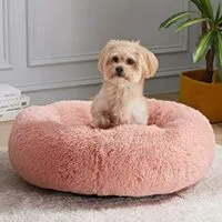 Expired:&nbsp;WAYIMPRESS Calming Dog Bed for Small Dog&Cat  (24 x 24 Inch, Pink)
