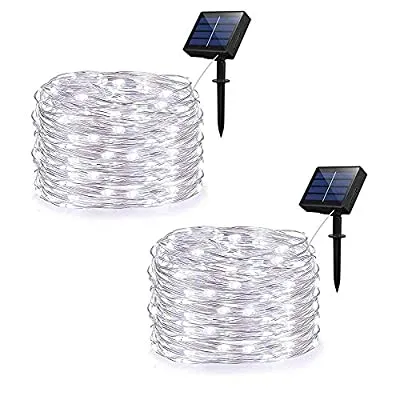 Expired:&nbsp;Weepong Solar String Lights, Outdoor Solar Rope Lights with 100 LEDs 33ft Silver Copper Wire 8 Mode Waterproof