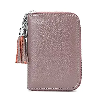 Expired:&nbsp;Women’s Small Credit Card Wallet RFID Blocking Zip Card Case Holder Genuine Leather Organizer