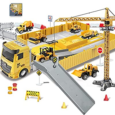 60% off - Expired: ZAYOR Construction Vehicle Toys Set, Excavator,Bulldozer,Dumpers,Steamroller, Mud Tanker,Forklift,Lifting Crane