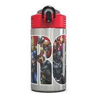 Zak Designs Marvel Universe – Stainless Steel Water Bottle with One Hand Operation Action Lid and Built-in Carrying Loop (15.5 oz, BPA Free)