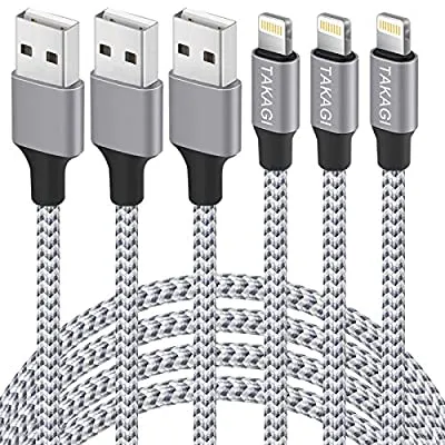 Expired:&nbsp;iPhone Charger, 3 Pack 6FT Nylon Braided Lightning to USB – Apple MFi Certified