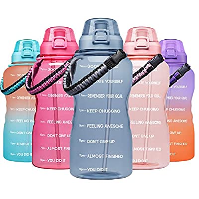 Expired: 1 Gallon Motivational Water Bottle with Paracord Handle & Removable Straw – BPA Free