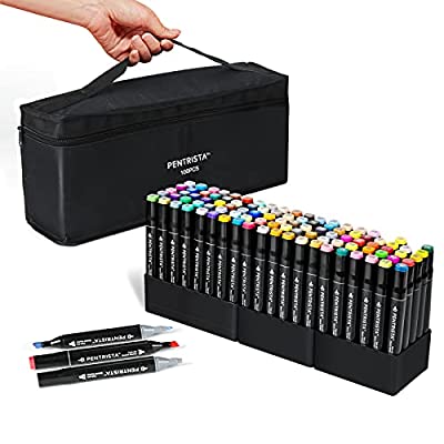 Expired: 100+1 Dual Tips Permanent Art Markers with 1 Colorless Blender with Case