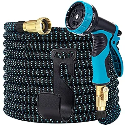 Expired:&nbsp;100ft Water Hose with 10 Function Spray Nozzle, and 3-Layer Latex Core