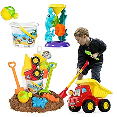 70% off - Expired: 11 Pieces – TEMI Beach Sand Toys Set with Water Wheel, Dump Truck, Bucket, etc