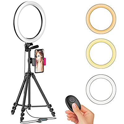 55% off - Expired: 12″ Ring Light with 51” Extendable Tripod Stand & Cellphone Holder, Color Temp 3000K-6000K