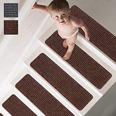 Expired: 15 Pcs Non-Slip Stair Treads Carpet for Wood Stairs, 8”X30”, Brown