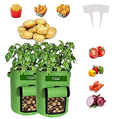 Expired:&nbsp;2 Pack Heavy-Duty Plant Grow Bag with Dual Handles and Velcro Window Ideal