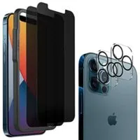 Expired: 2 Pk Privacy Screen Protector + 2pk Camera Lens Protector for iPhone 12Pro max