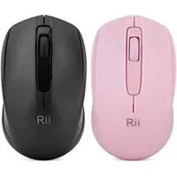 Expired: 2 Pack Rii Wireless Mouse 1000DPI for PC Included Wireless USB dongle (Black+Pink)