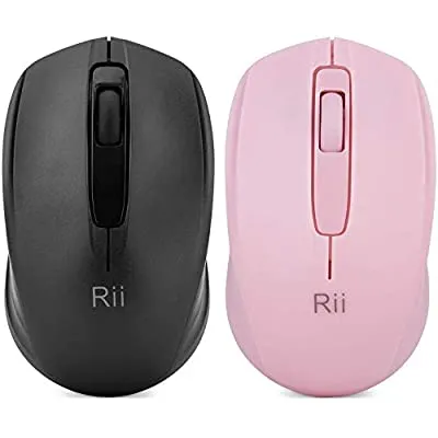 50% off - Expired:&nbsp;2 Pack Rii Wireless Mouse 1000DPI for PC Included Wireless USB dongle (Black+Pink)