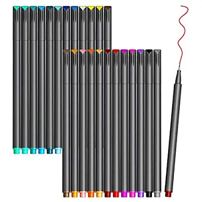Expired: 24 Fine Line Point Drawing Marker Pens (24 Colors)