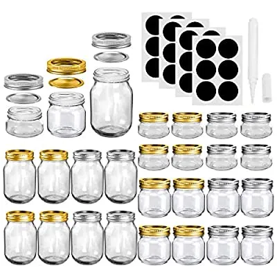 Expired:&nbsp;24 Pack Canning Glass Jars DIY Magnetic Spice Jars  (4Oz-8Oz-16Oz)