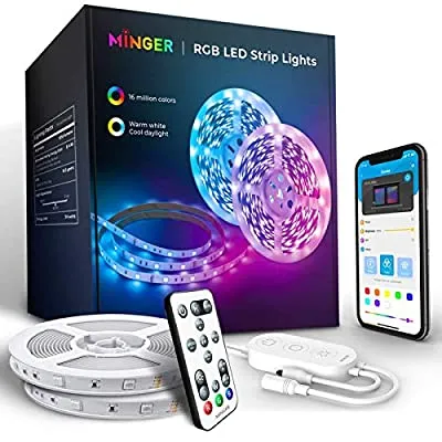 Expired:&nbsp;32.8ft LED Strip Bluetooth Music Sync RGB Lights with App, Remote, Color Changing Lights with 64 Scene Modes