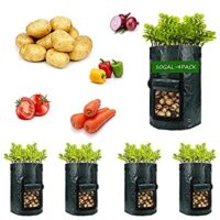 Expired: 4 Pack 10 Gallon Garden Vegetable Planter with Handles & Access Flap