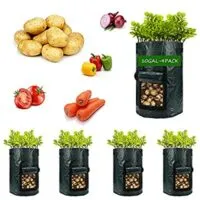 Expired:&nbsp;4 Pack 10 Gallon Garden Vegetable Planter with Handles & Access Flap