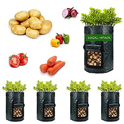 Expired: 4 Pack 10 Gallon Garden Vegetable Planter with Handles & Access Flap