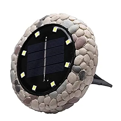 Expired:&nbsp;4 Pack Solar Disk Ground Lights-Imitation Stone, Auto On/Off, Waterproof
