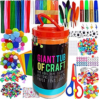 50% off - Expired: 560+ Piece Set Art Supplies- Glitter Glue, Construction Paper, Colored Popsicle Sticks, Google Eyes, Pipe Cleaners…