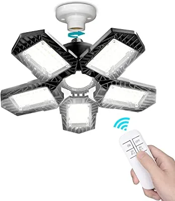 Expired:&nbsp;Deformable LED Garage Lights,150W-15000LM with Remote Controller,6000-6500K Leaf Aluminum Panels for E26/E27 Screw Socket